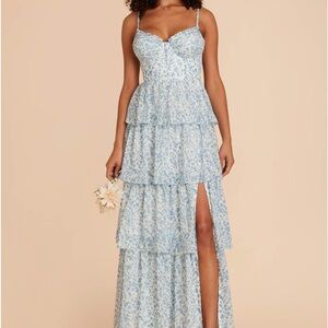 Birdy Grey Light Blue Floral Maxi Dress